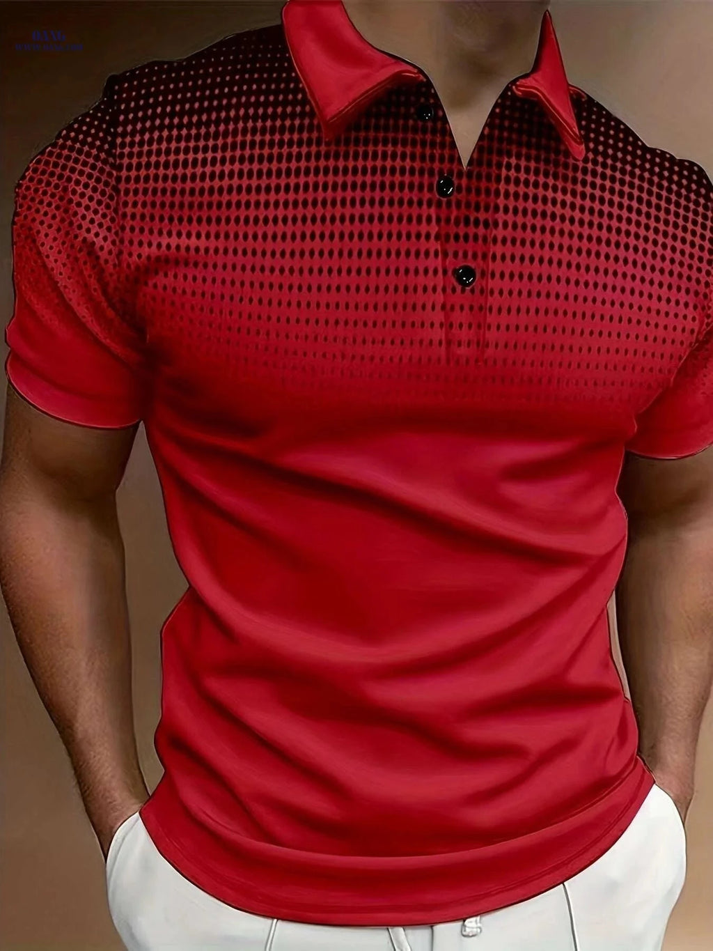 Summer Men's Short Sleeve Dots Shirt - Sports Style for Golf & Office   OAXG White / S