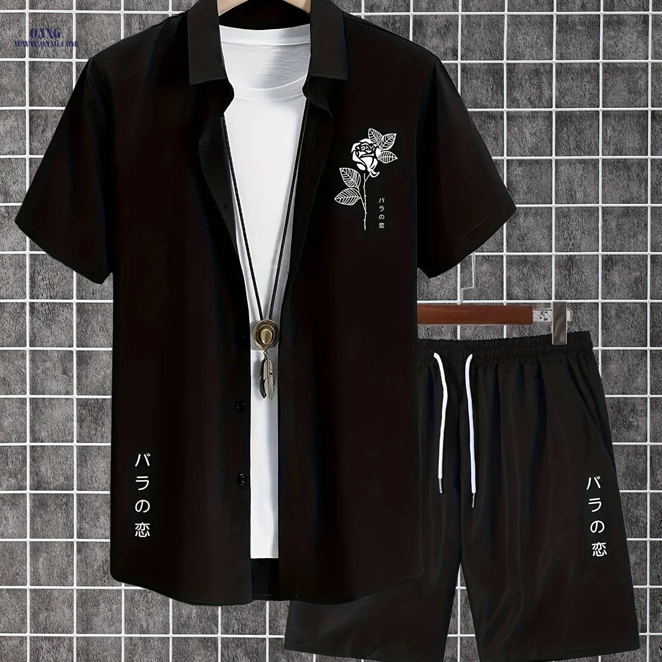 Summer Men’s Two-Piece Set: Button-Up Shirt & Shorts - Casual Style   OAXG 