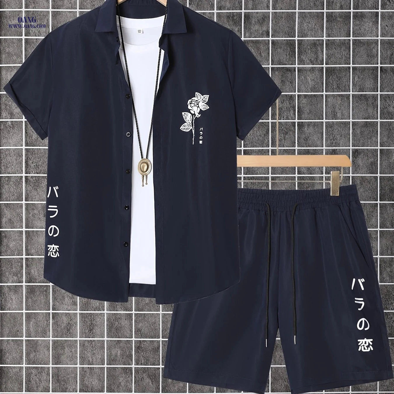 Summer Men’s Two-Piece Set: Button-Up Shirt & Shorts - Casual Style   OAXG 