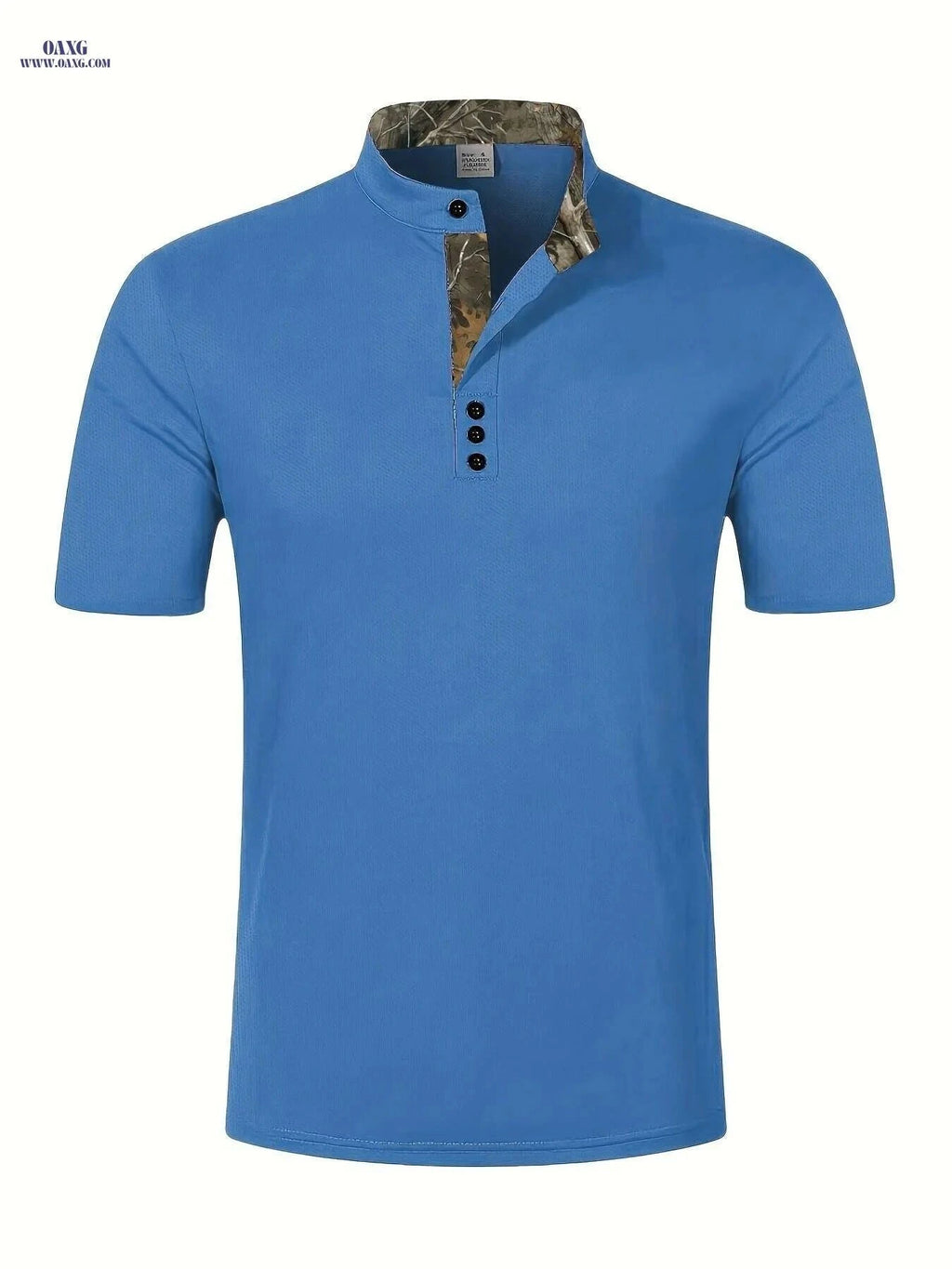 Summer Polo Shirt - Color-Blocked Solid with Camouflage Collar   OAXG Greenish Yellow / M