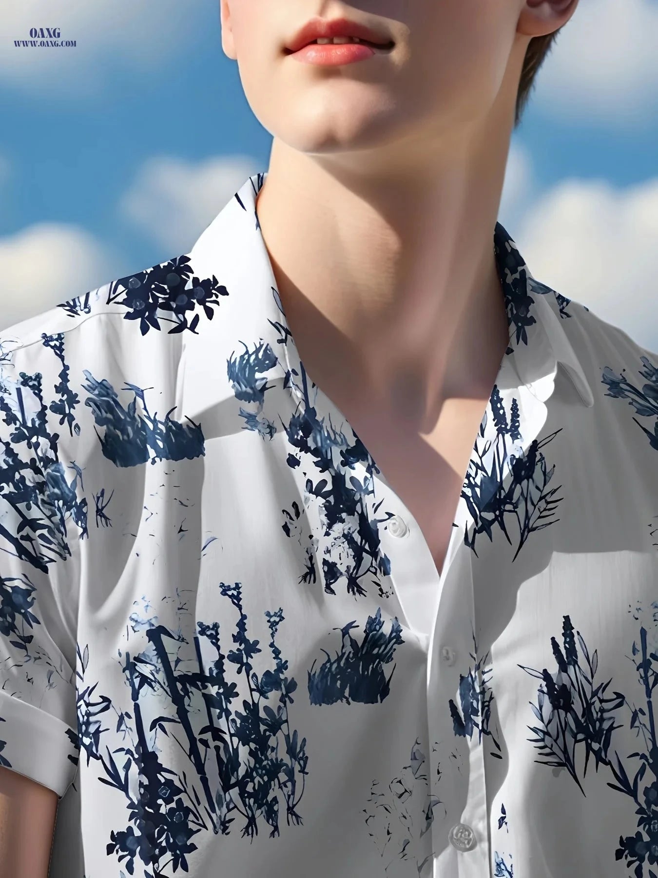 Summer Short-Sleeve Hawaiian Shirt - Casual Floral Print for Men   OAXG MSCS3 / FR S