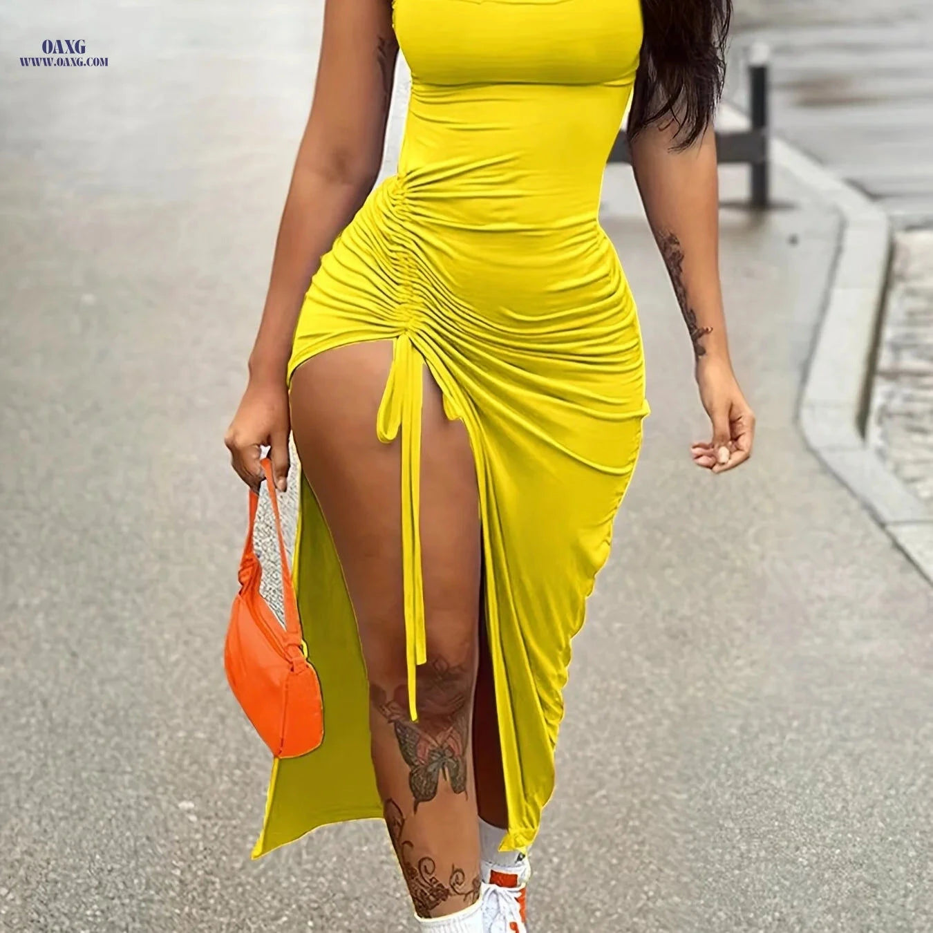 Summer Slingback Backless Dress - Pleated Slim Fit Spaghetti Strap   OAXG 