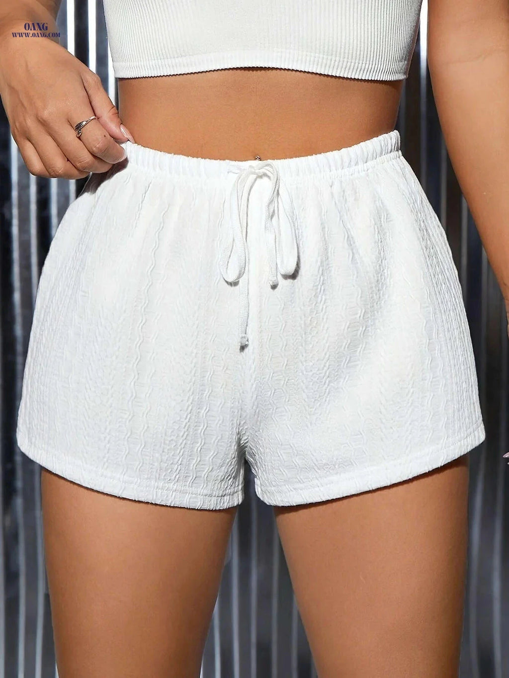 Summer Solid Color Drawstring Shorts for Women - Casual & Comfortable   OAXG 