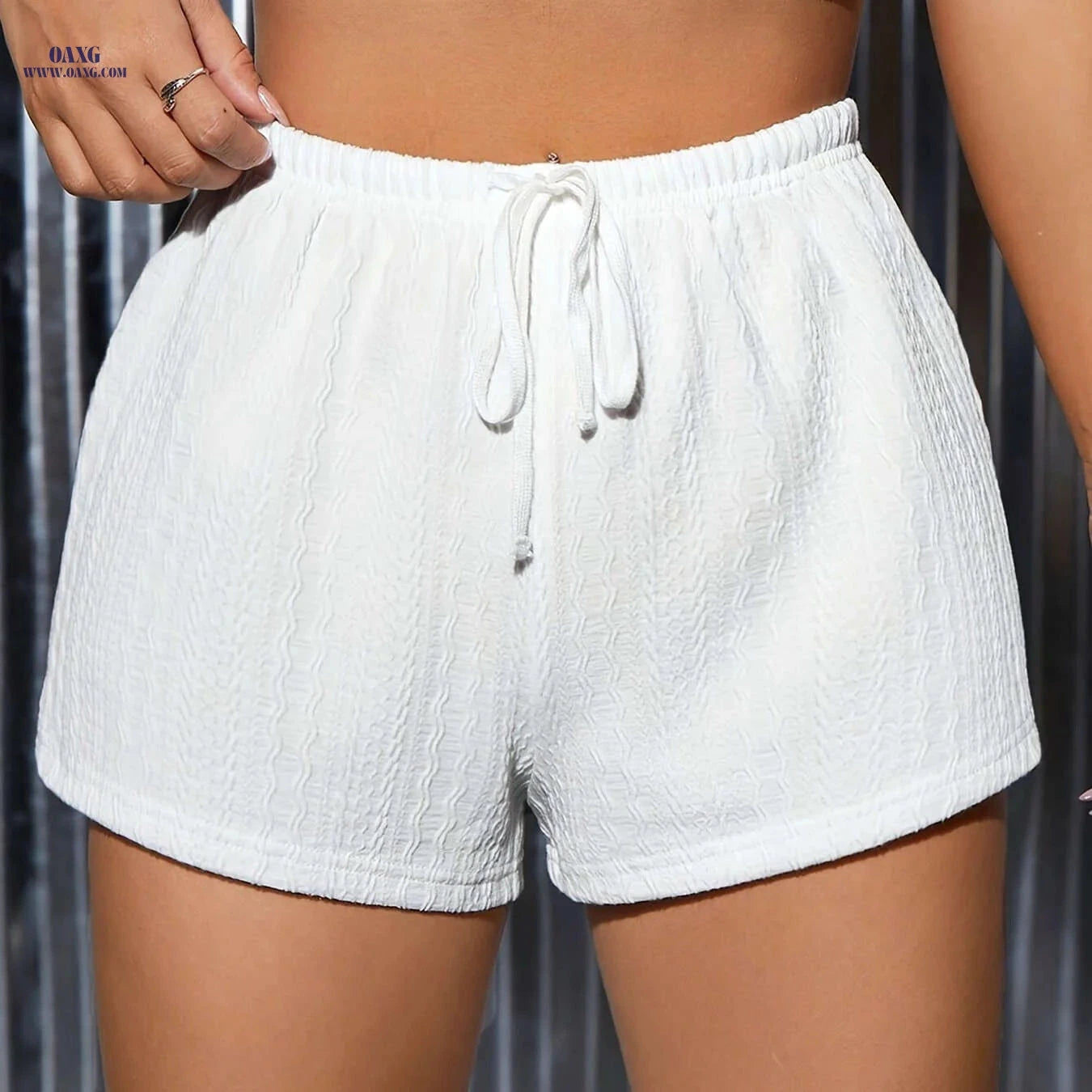 Summer Solid Color Drawstring Shorts for Women - Casual & Comfortable   OAXG 