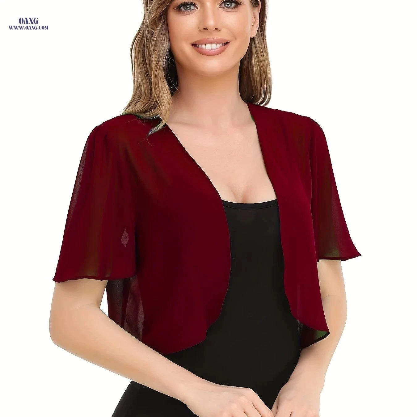 Summer Women’s Chiffon Cardigan Top - Elegant Ruffle Design   OAXG Navy Color / S