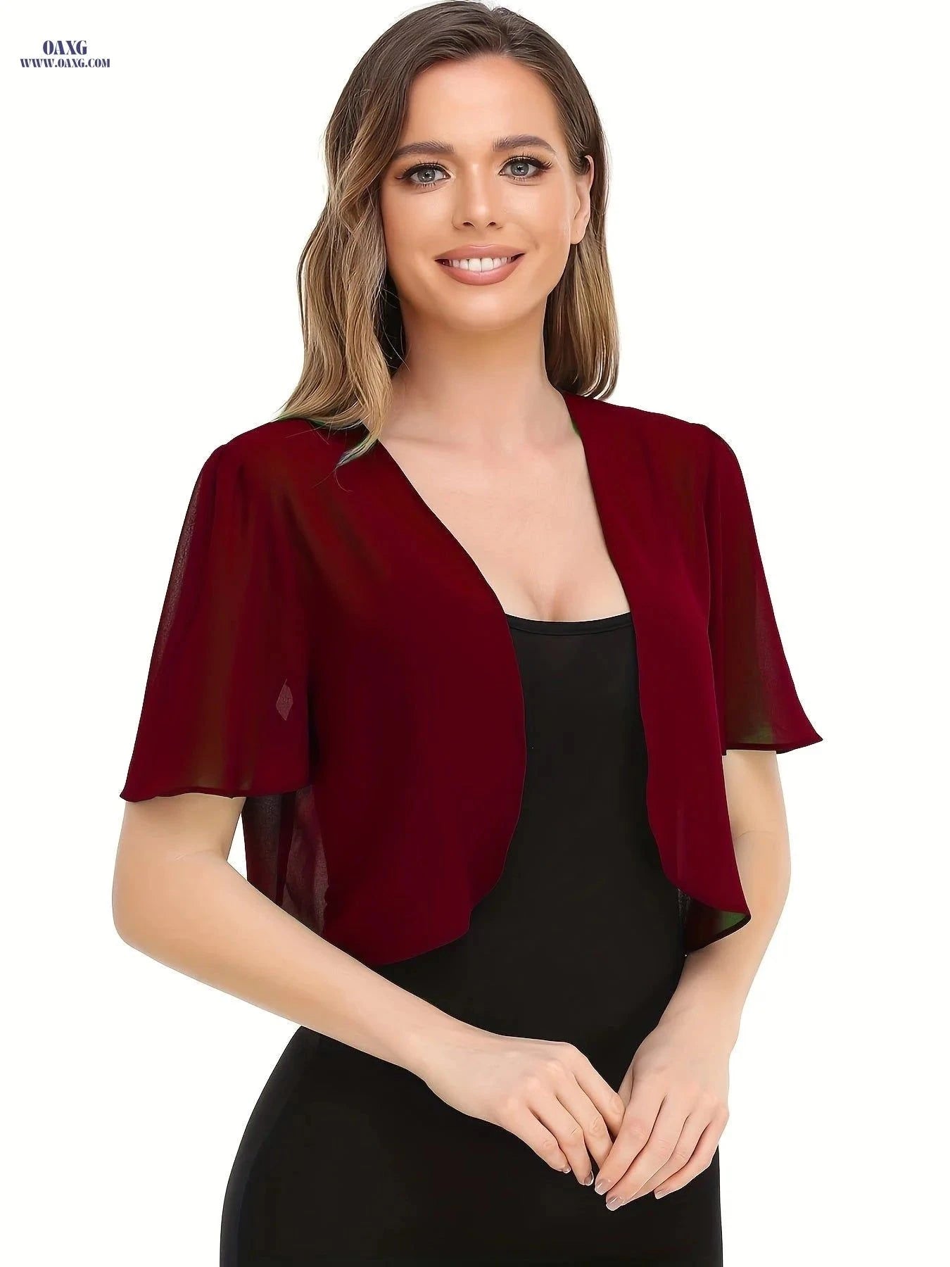 Summer Women’s Chiffon Cardigan Top - Elegant Ruffle Design   OAXG Navy Color / S