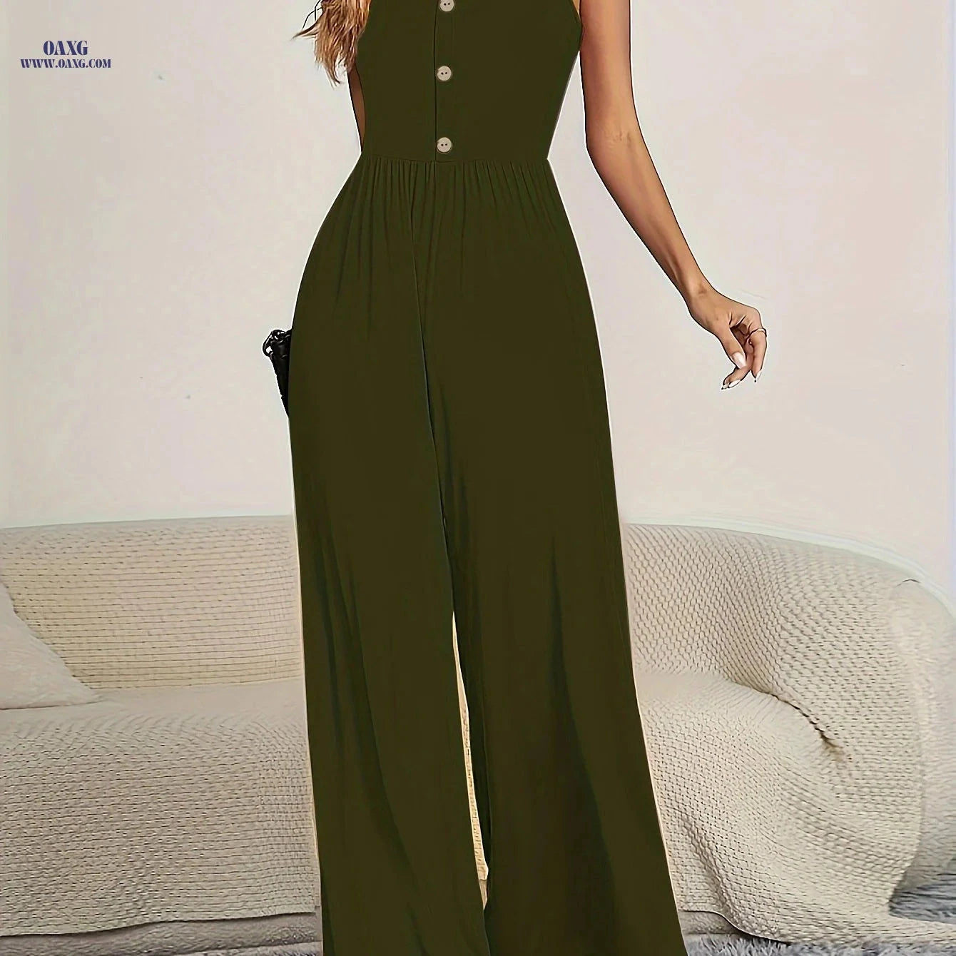 Summer Women’s Mini Jumpsuit - Solid Color Casual Slingback Style   OAXG 