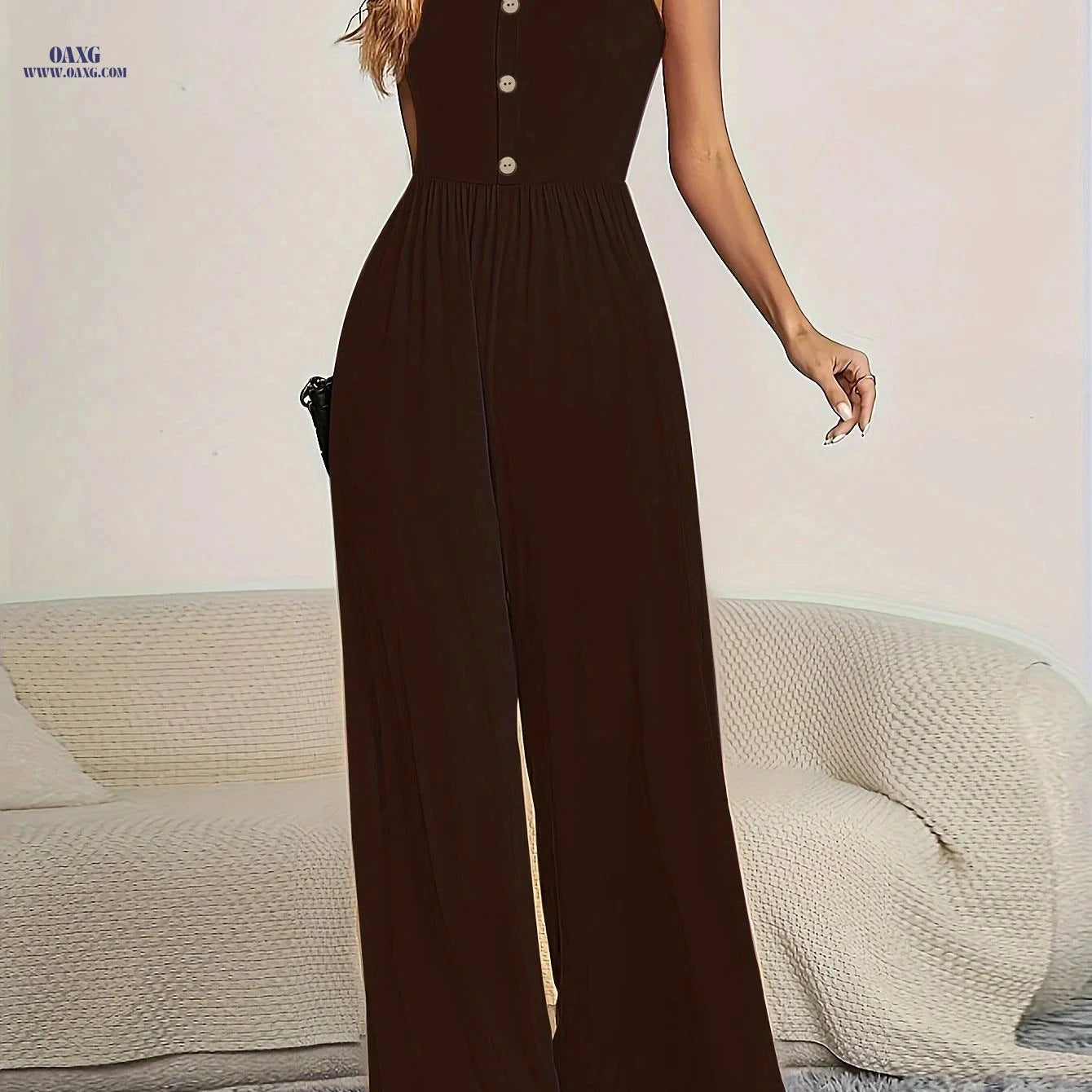 Summer Women’s Mini Jumpsuit - Solid Color Casual Slingback Style   OAXG 