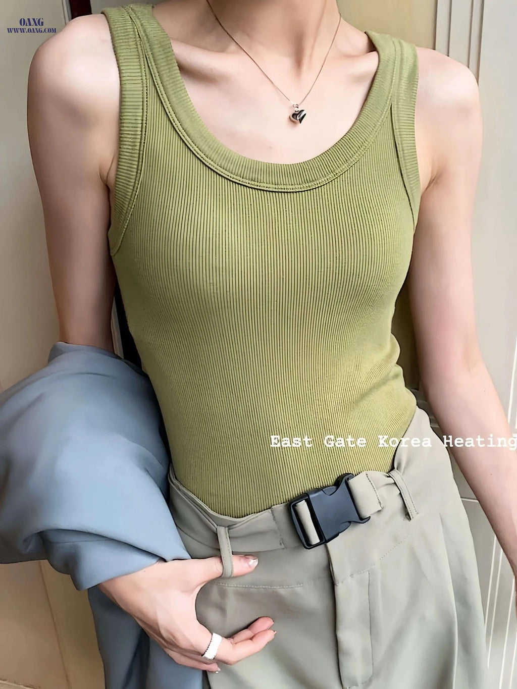 Summer Women's Ribbed Tank Top - Anti-Exposure Design, Versatile Fit   OAXG 