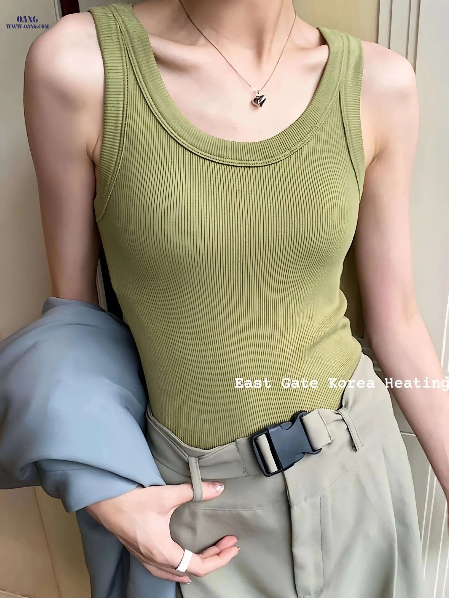 Summer Women's Ribbed Tank Top - Anti-Exposure Design, Versatile Fit   OAXG 