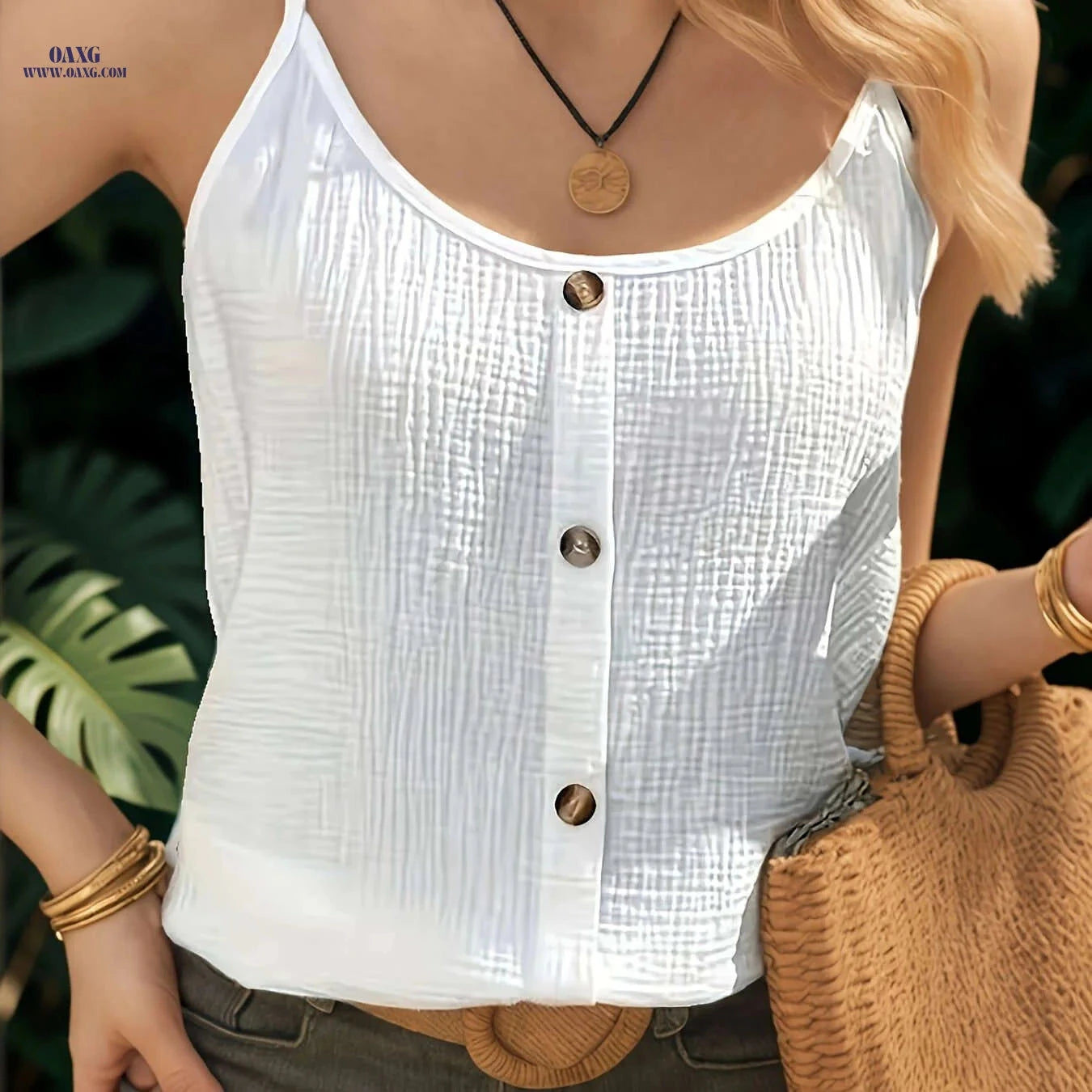 Summer Women's Strapless Top - Elegant Textured Sleeveless Design   OAXG 