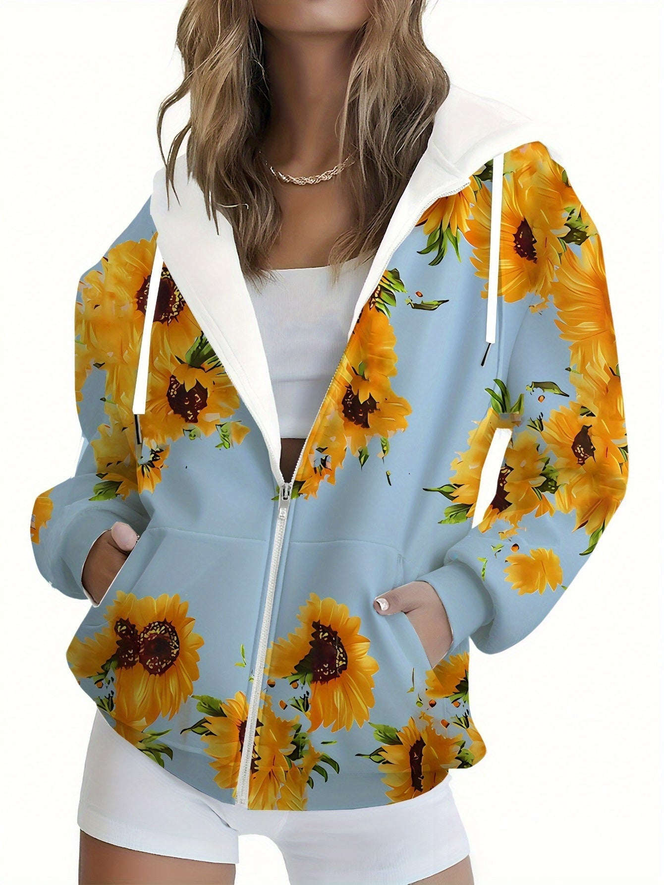 Sweat à Capuche Floral 3D Femme – KLAYSE, Automne/Hiver, Poches   OAXG Mixed Color / XXS