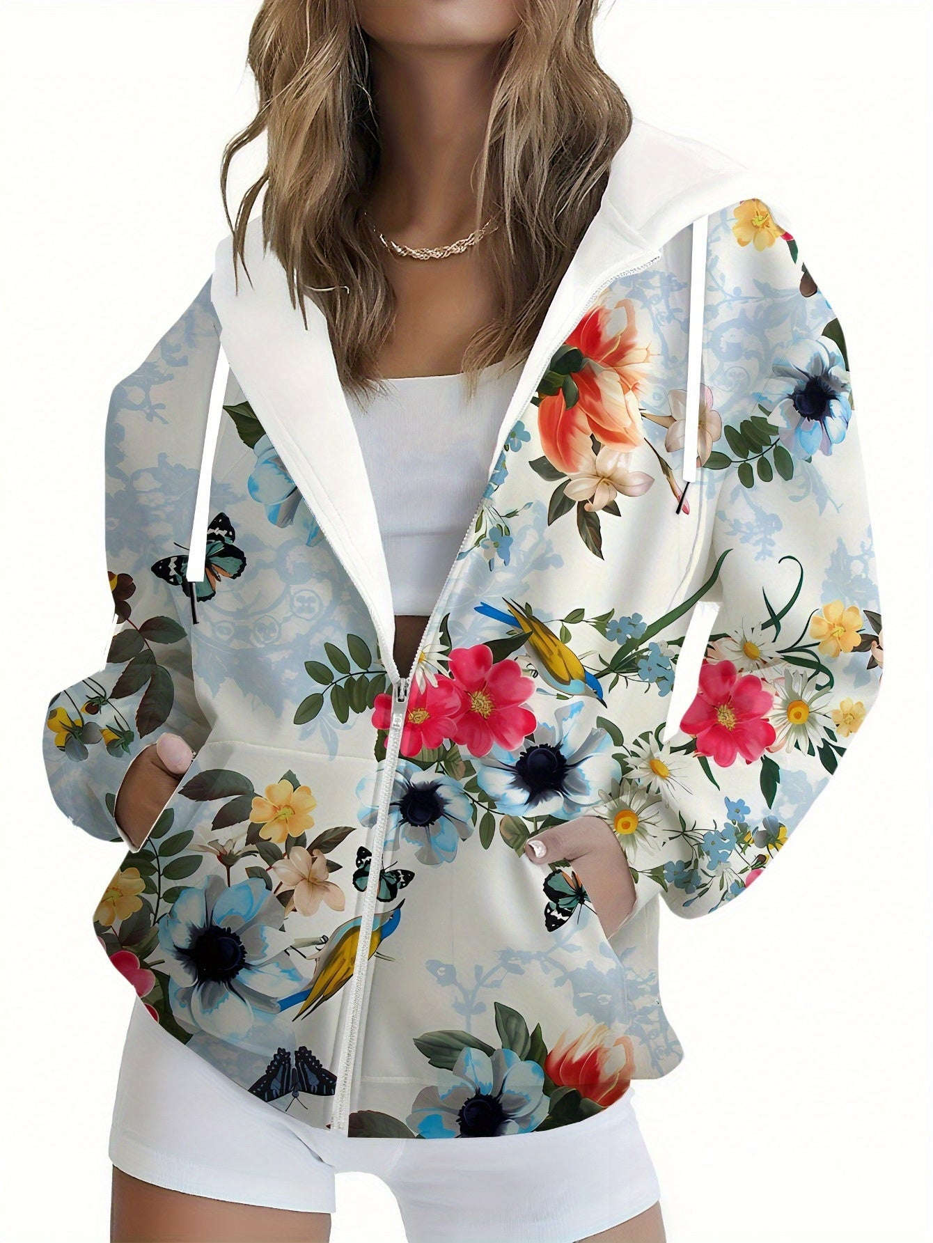 Sweat à Capuche Floral 3D Femme - KLAYSE, Style Chic et Pratique   OAXG Mixed Color / XXS