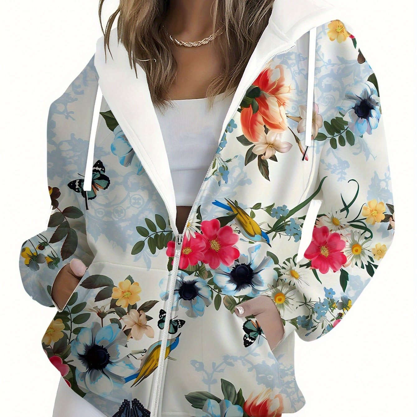 Sweat à Capuche Floral 3D Femme - KLAYSE, Style Chic et Pratique   OAXG Mixed Color / XXS