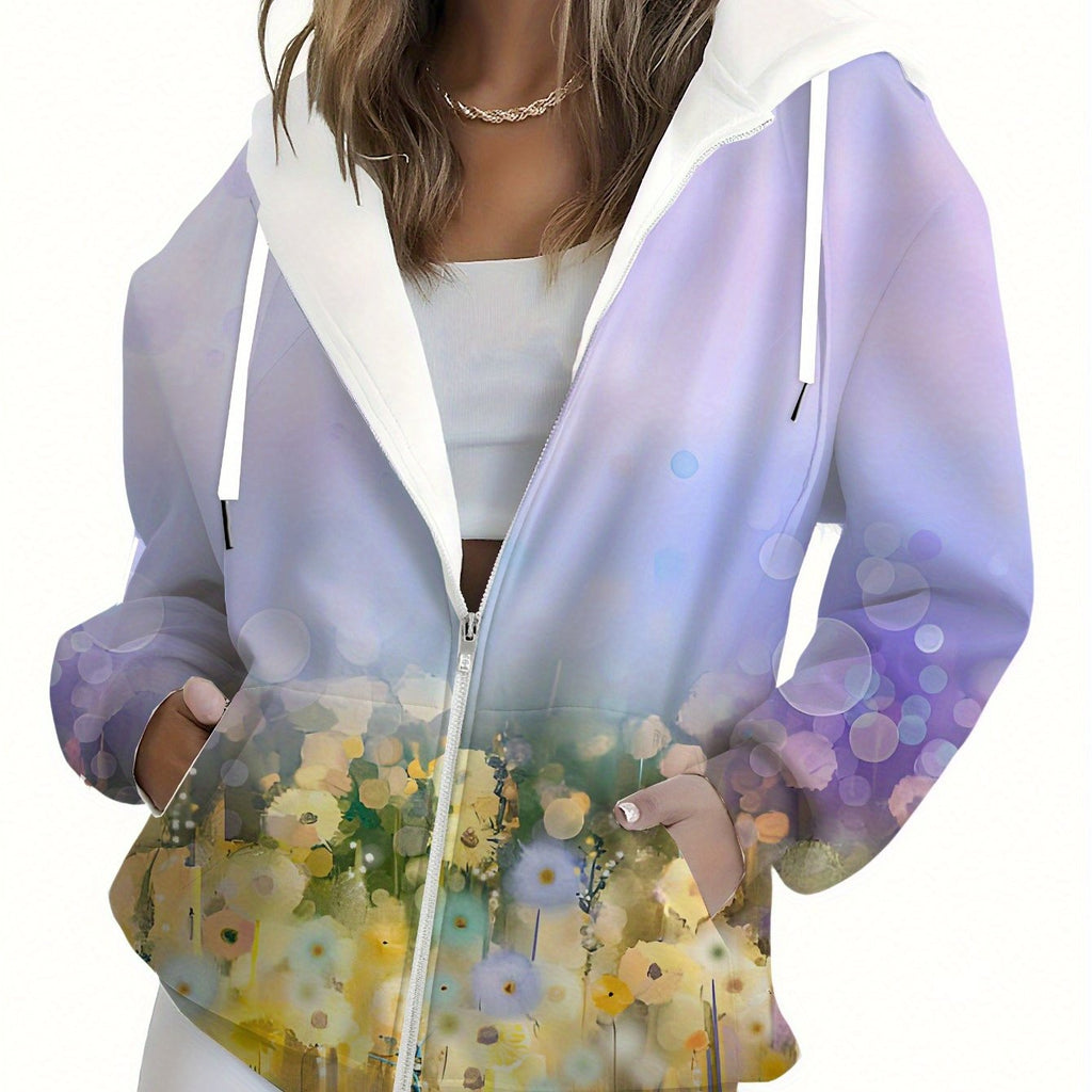 Sweat à Capuche Zippé Floral Femme - Automne Hiver Chic KLAYSE   OAXG 