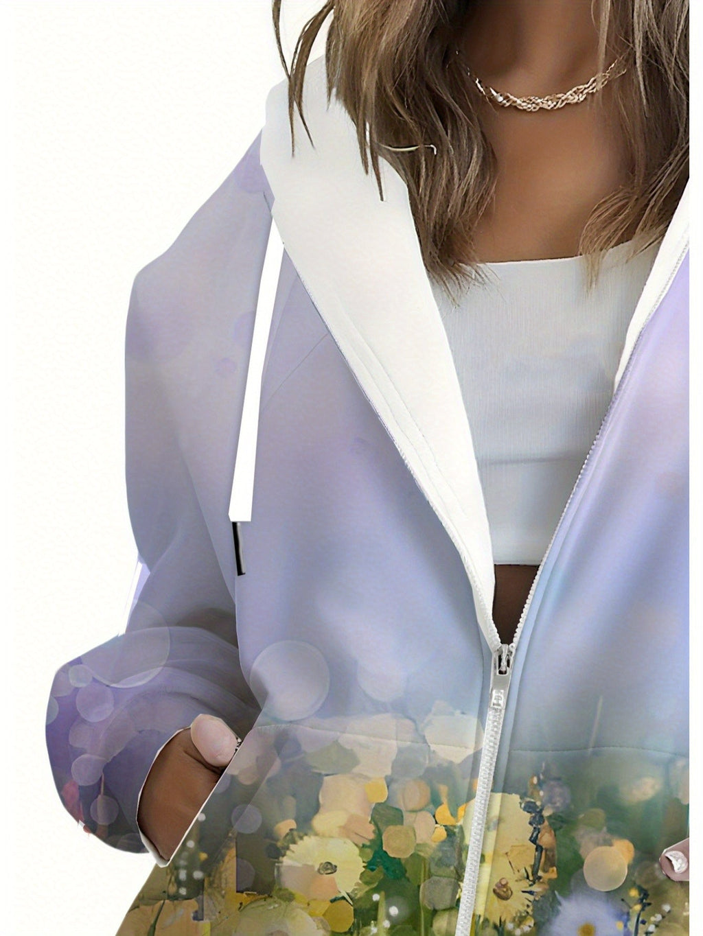 Sweat à Capuche Zippé Floral Femme - Automne Hiver Chic KLAYSE   OAXG 