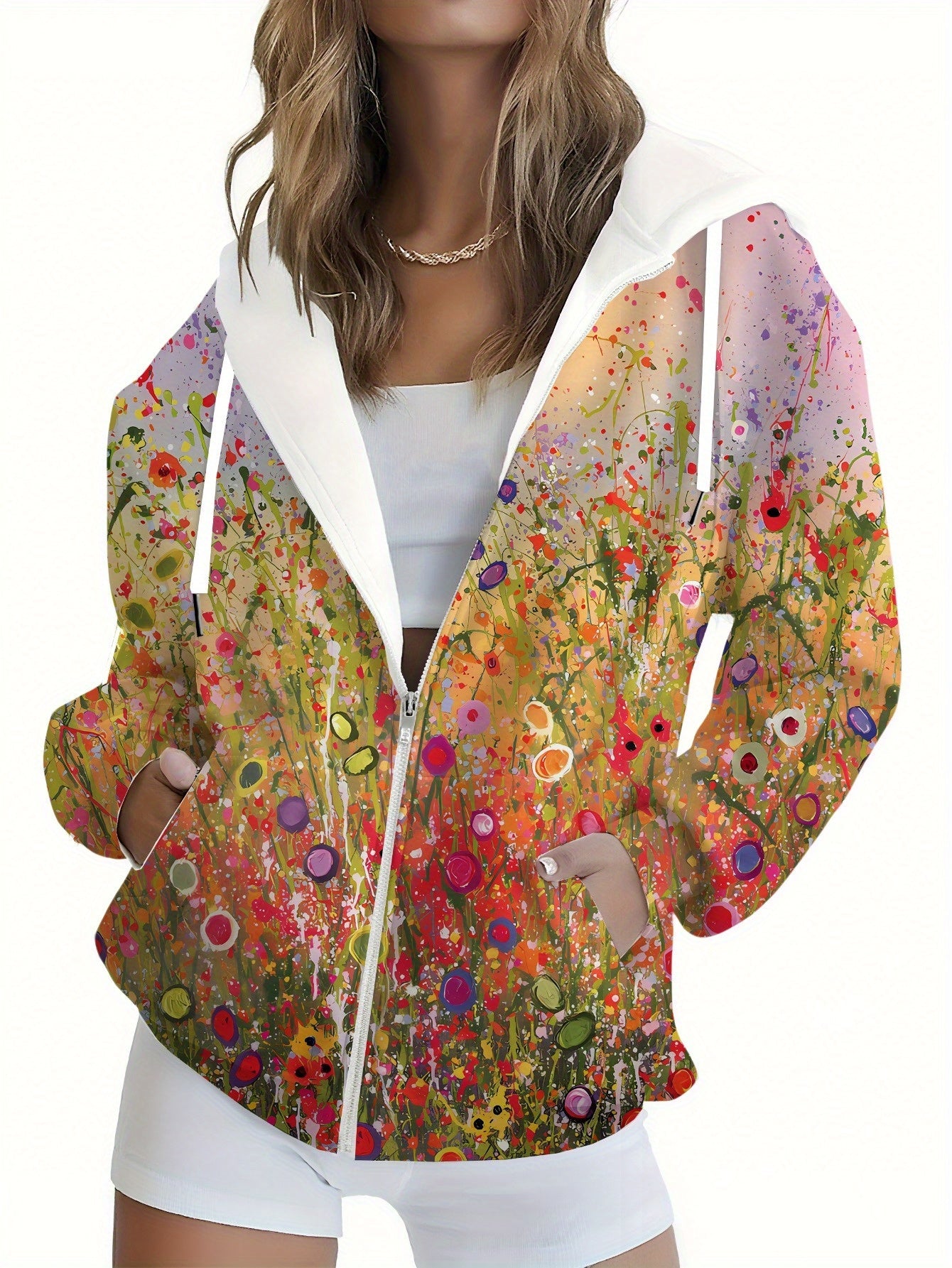 Sweat-Shirt à Capuche 3D Imprimé Floral Femme - KLAYSE Automne Hiver   OAXG 