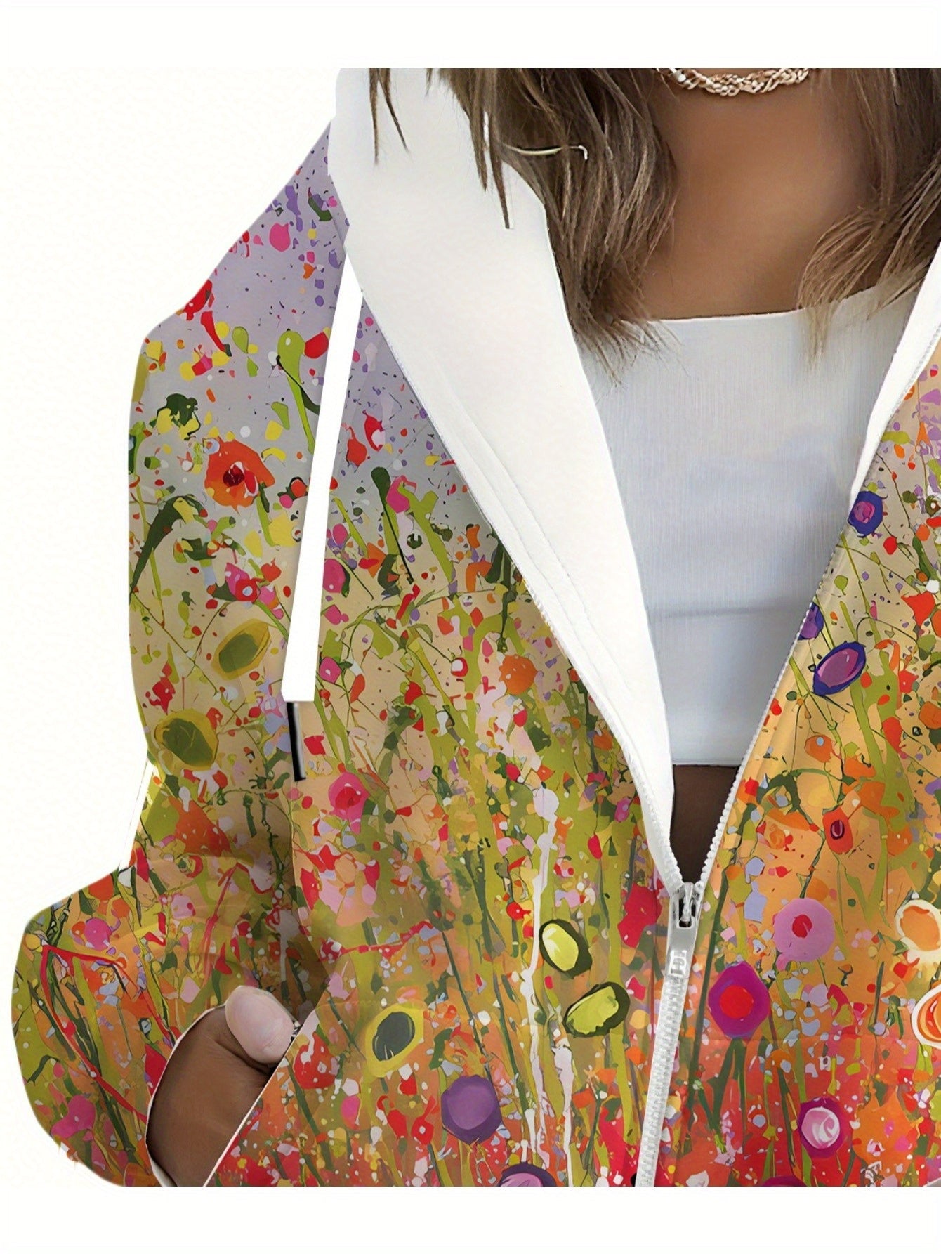 Sweat-Shirt à Capuche 3D Imprimé Floral Femme - KLAYSE Automne Hiver   OAXG Mixed Color / XXS