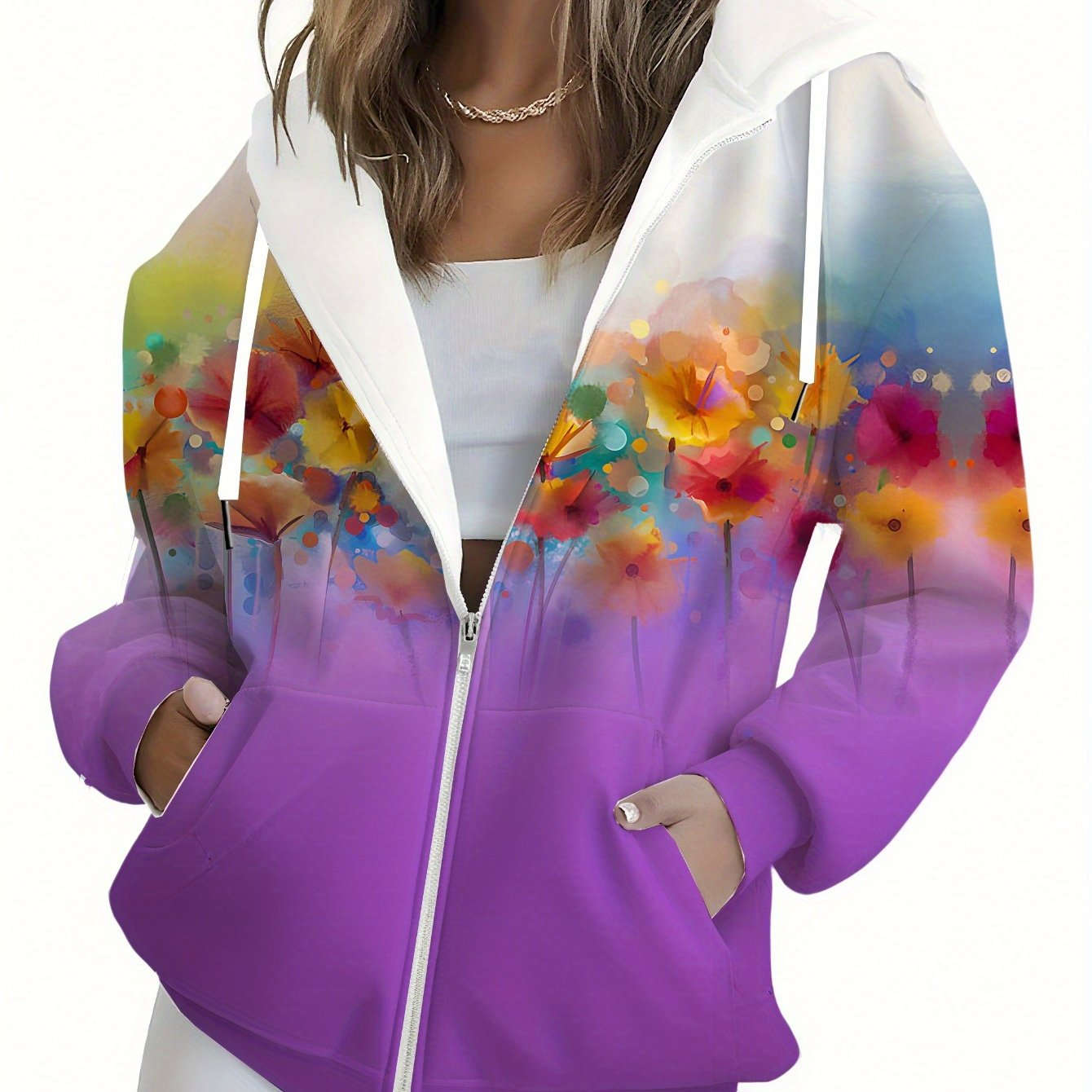 Sweat-shirt à capuche floral 3D pour femmes - KLAYSE, automne et hiver   OAXG 