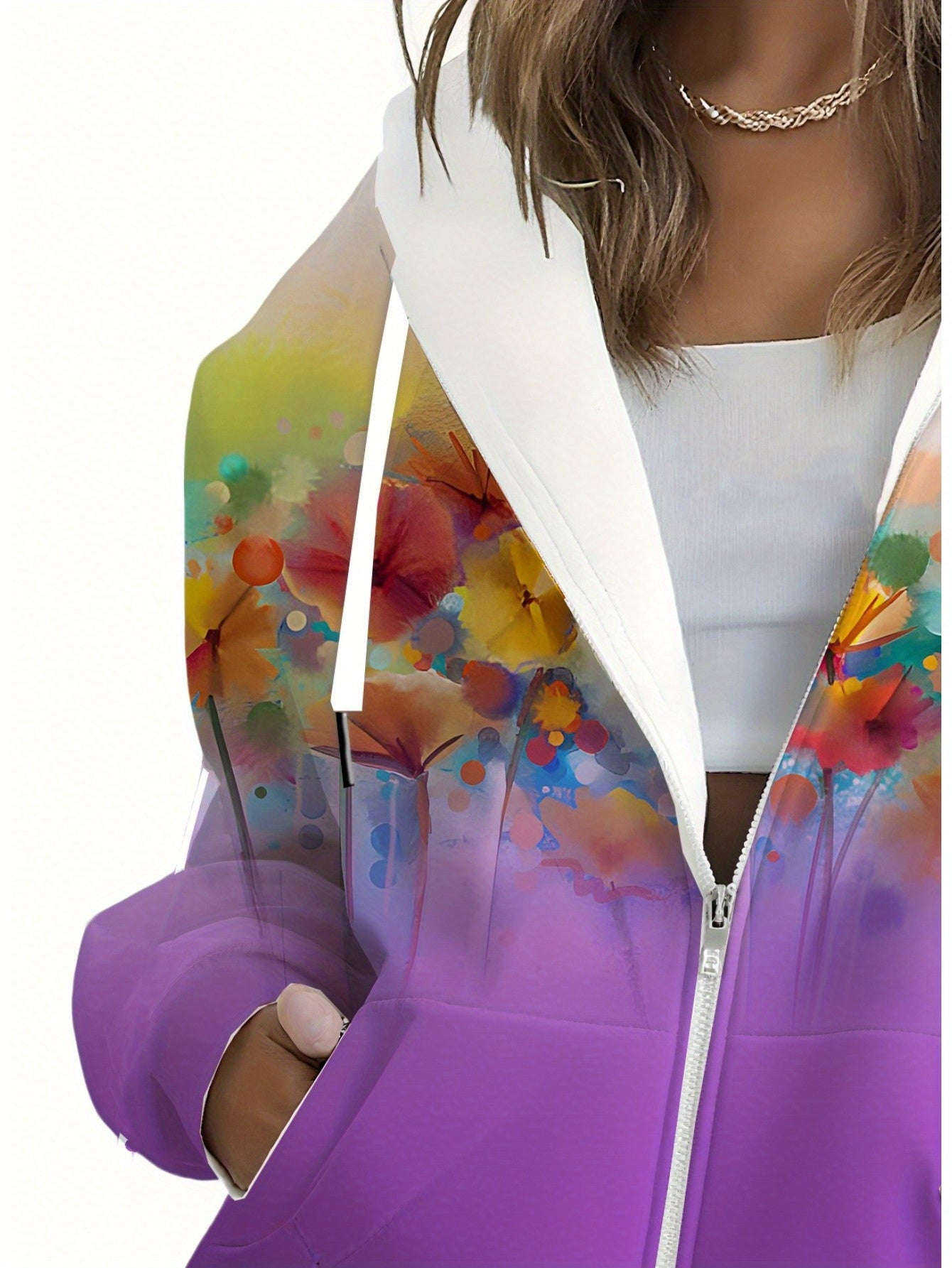 Sweat-shirt à capuche floral 3D pour femmes - KLAYSE, automne et hiver   OAXG Mixed Color / XXS