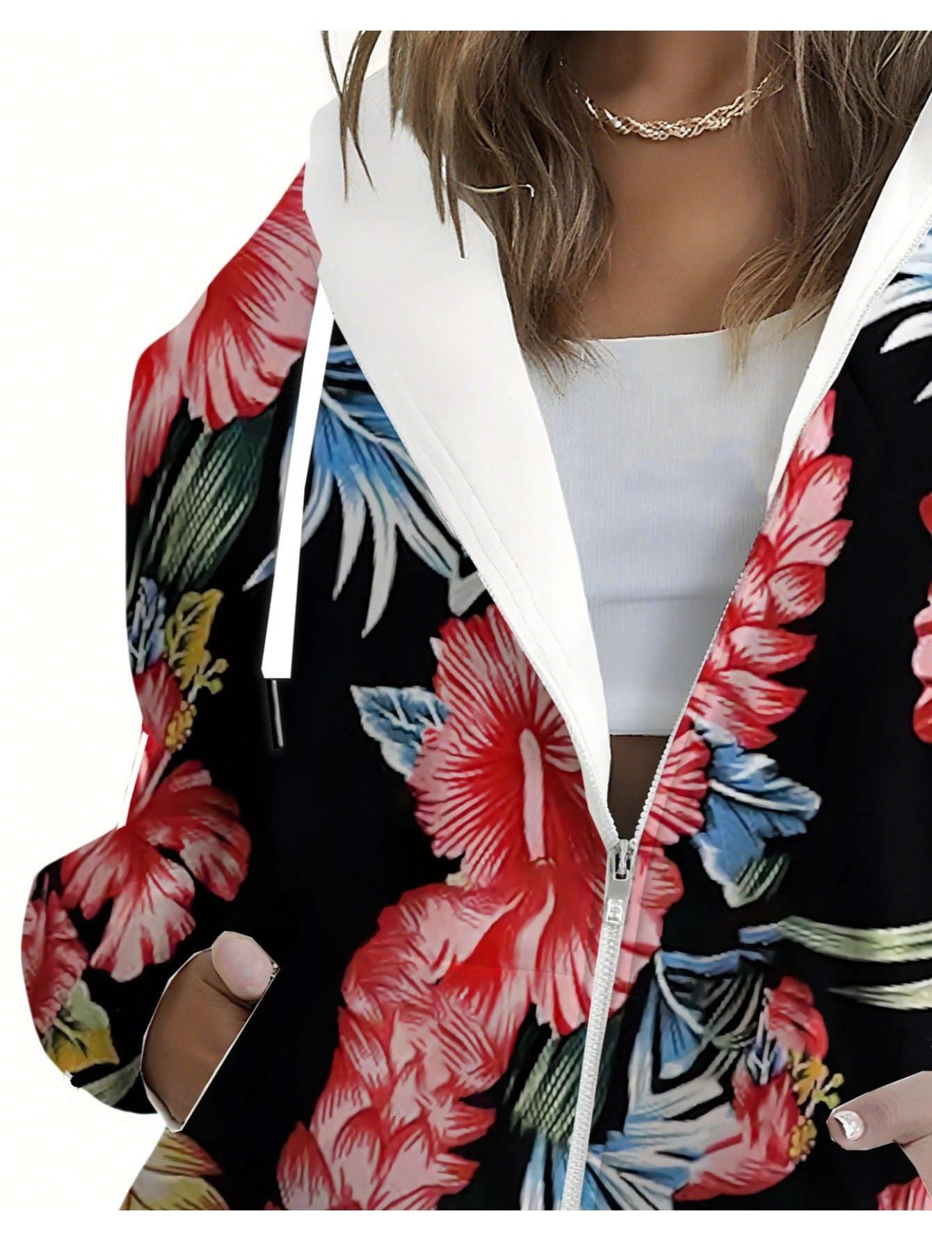 Sweat-shirt à capuche zippé floral pour femmes - KLAYSE Automne Hiver   OAXG Mixed Color / XXS