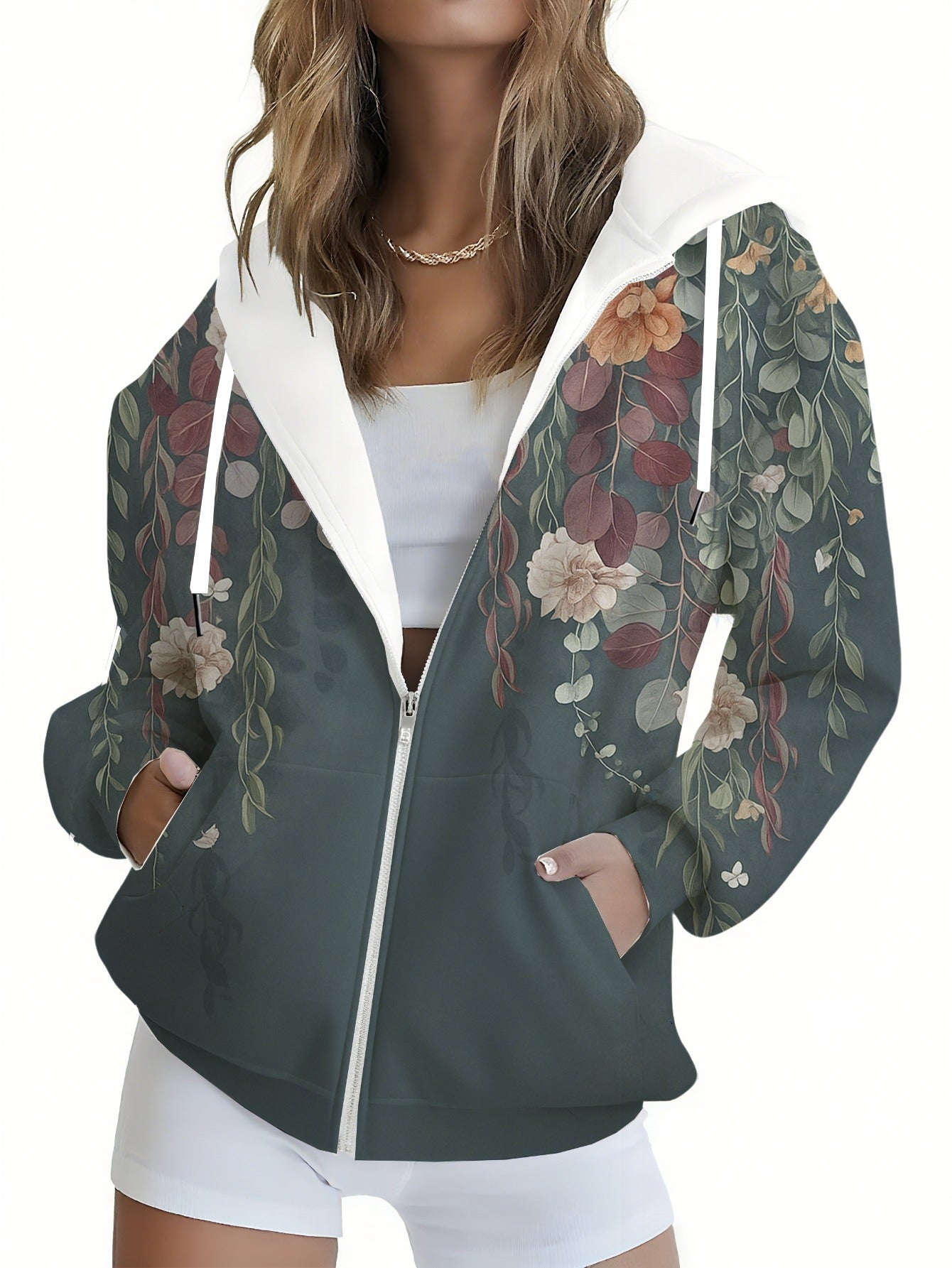 Sweatshirt à Capuche 3D Imprimé Floral Femme - KLAYSE Automne Hiver   OAXG Mixed Color / XXS