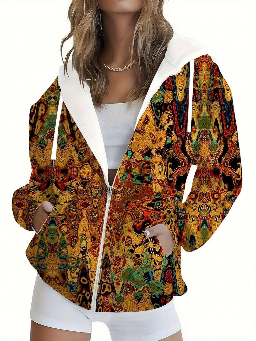 Sweatshirt à capuche 3D imprimé floral KLAYSE - Chic et confortable   OAXG Mixed Color / XXS