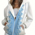 Sweatshirt à Capuche Femme Chic Imprimé Floral - Automne/Hiver   OAXG 