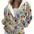 Sweatshirt à Capuche Femme KLAYSE - Imprimé Floral, Zipper et Poches   OAXG 