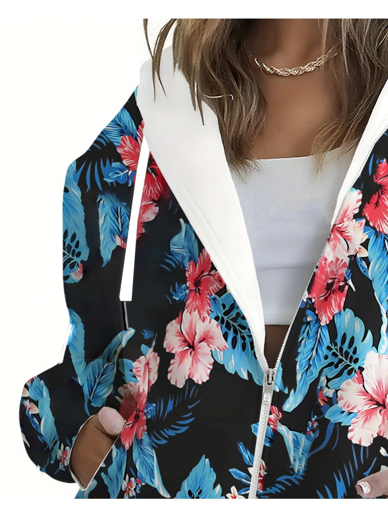 Sweatshirt à Capuche Floral 3D Femme - KLAYSE, Automne Hiver, Poches   OAXG 
