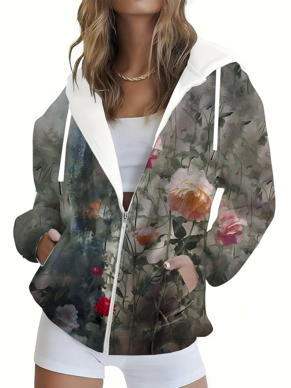 Sweatshirt à Capuche Floral 3D pour Femmes - KLAYSE Chic et Confortable   OAXG Mixed Color / XXS