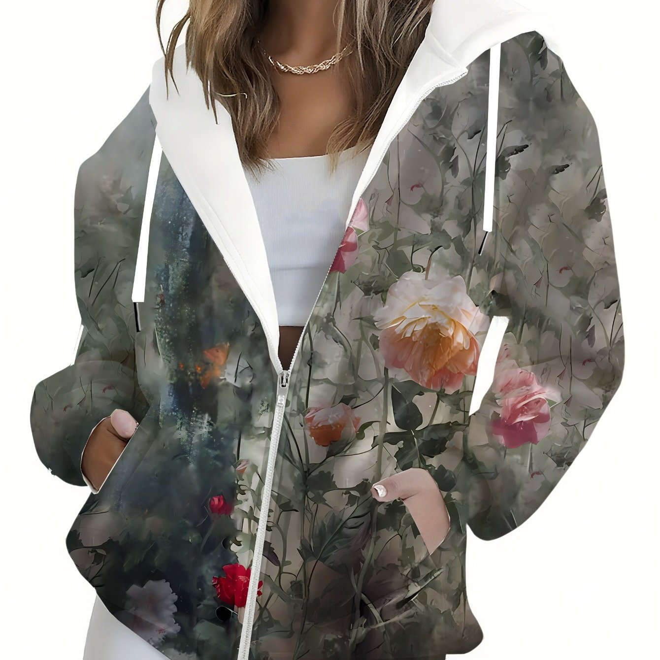 Sweatshirt à Capuche Floral 3D pour Femmes - KLAYSE Chic et Confortable   OAXG Mixed Color / XXS