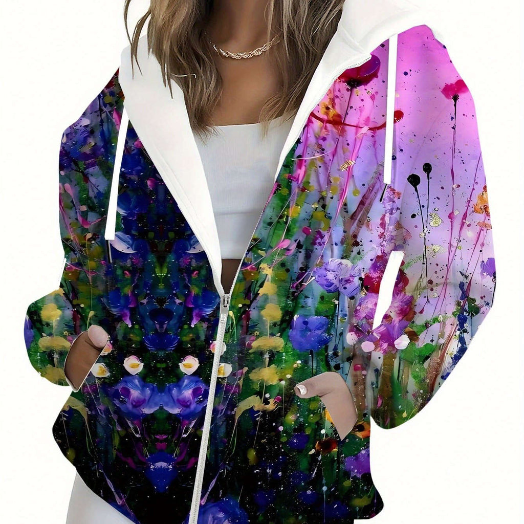 Sweatshirt à Capuche Imprimé 3D Floral Femme - Regular Fit KLAYSE   OAXG Mixed Color / XXS
