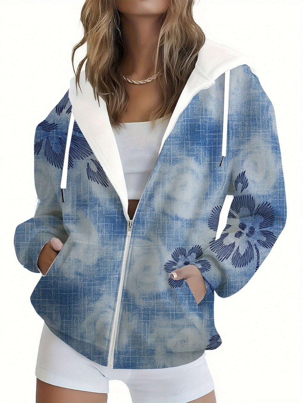 Sweatshirt à capuche KLAYSE - Imprimé floral 3D, manches longues   OAXG 