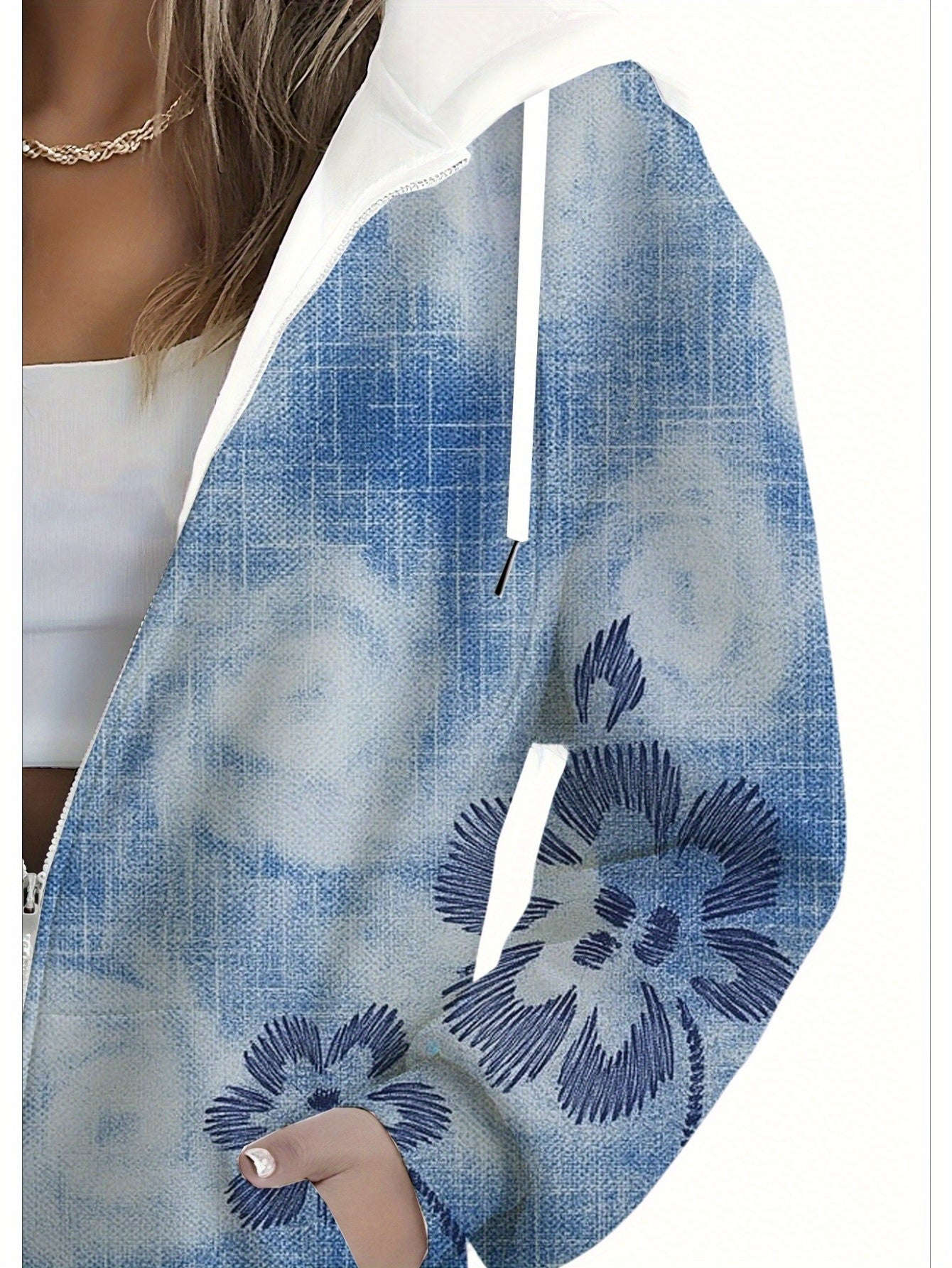 Sweatshirt à capuche KLAYSE - Imprimé floral 3D, manches longues   OAXG Mixed Color / XXS
