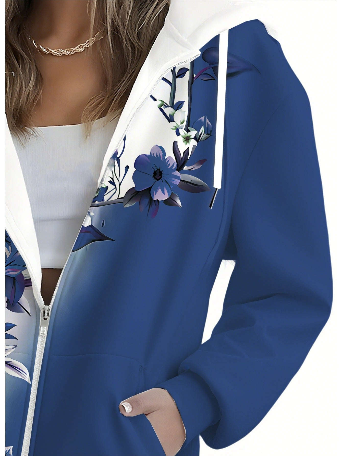 Sweatshirt à Capuche Zippé 3D Floral Femme - Chic Automne/Hiver   OAXG Mixed Color / XXS