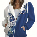 Sweatshirt à Capuche Zippé 3D Floral Femme - Chic Automne/Hiver   OAXG 