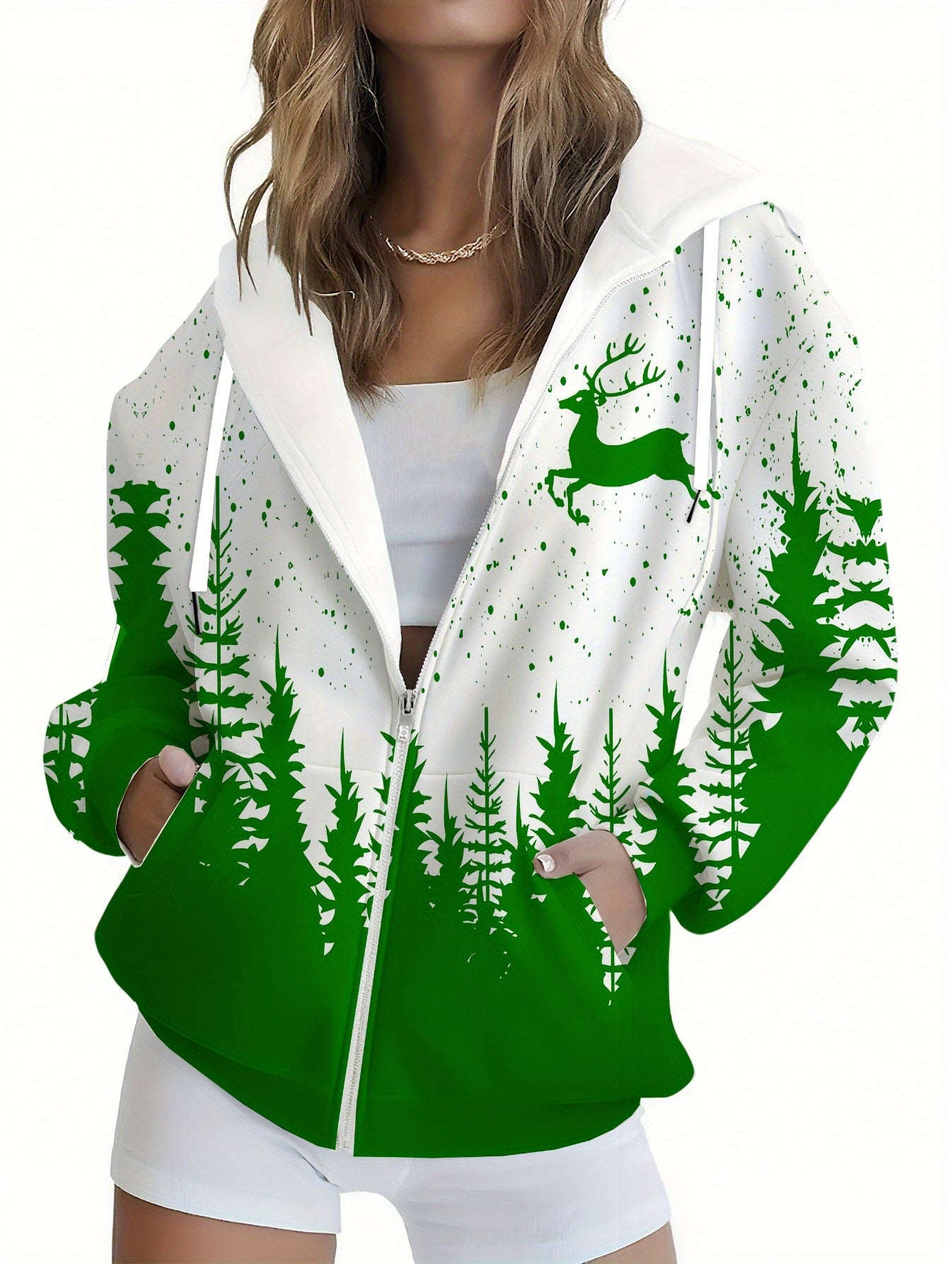 Sweatshirt à Capuche Zippé Femme - Floral 3D Chic Automne Hiver   OAXG Mixed Color / XXS