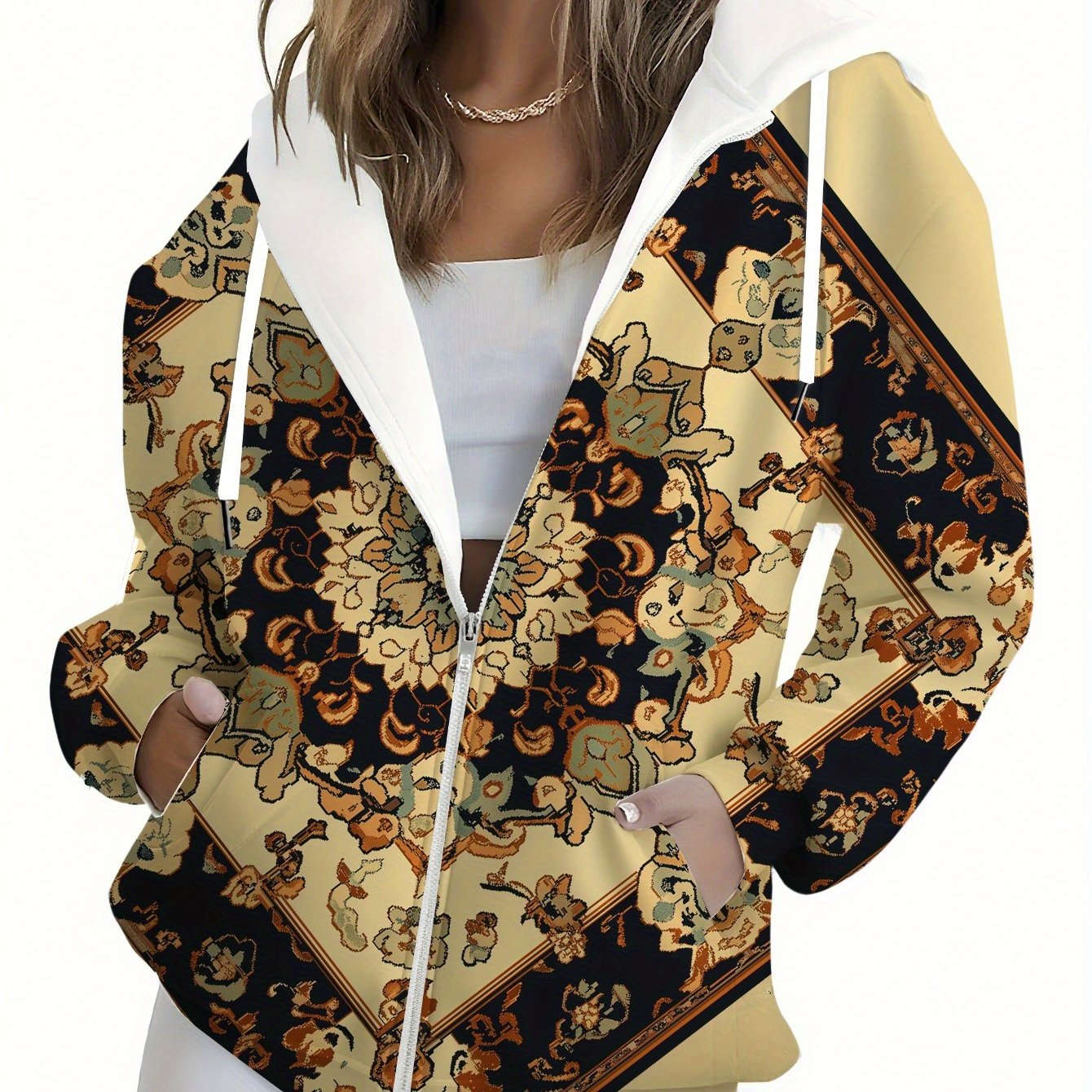 Sweatshirt à Capuche Zippé Floral 3D Femme - KLAYSE Automne Hiver   OAXG Mixed Color / XXS