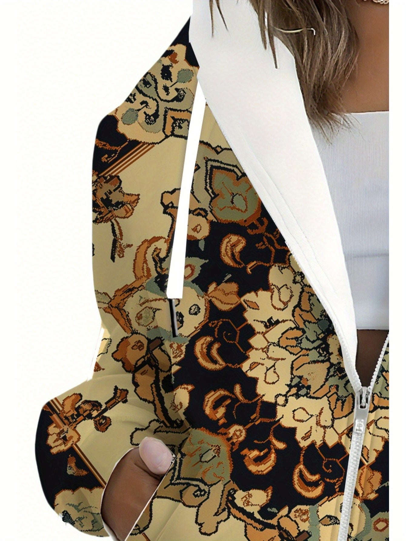 Sweatshirt à Capuche Zippé Floral 3D Femme - KLAYSE Automne Hiver   OAXG Mixed Color / XXS