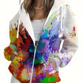 Sweatshirt à Capuche Zippé Floral - Chic et Pratique pour l'Automne   OAXG Mixed Color / XXS