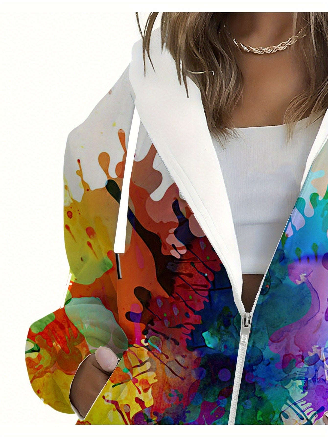 Sweatshirt à Capuche Zippé Floral - Chic et Pratique pour l'Automne   OAXG Mixed Color / XXS