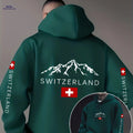 Swiss Flag Graphic Hooded Sweatshirt - Casual Pullover for Travelers   OAXG 