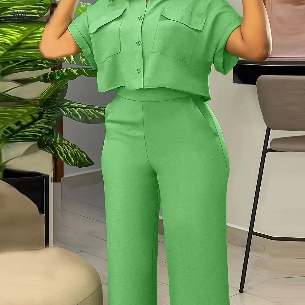 Targeted Development Casual Solid Color Fashion Suit - Spring/Summer Style   OAXG Green / S