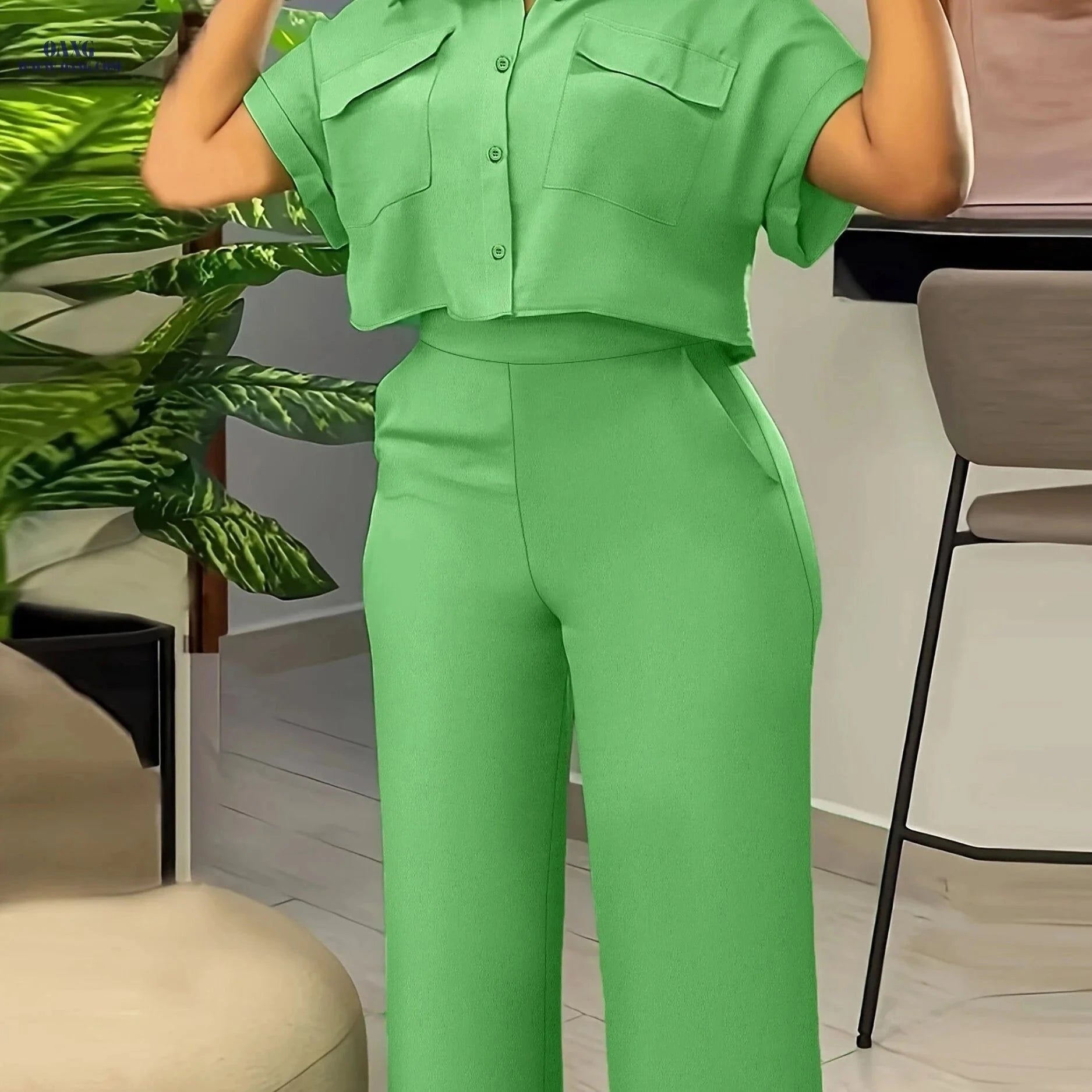 Targeted Development Casual Solid Color Fashion Suit - Spring/Summer Style   OAXG Green / S