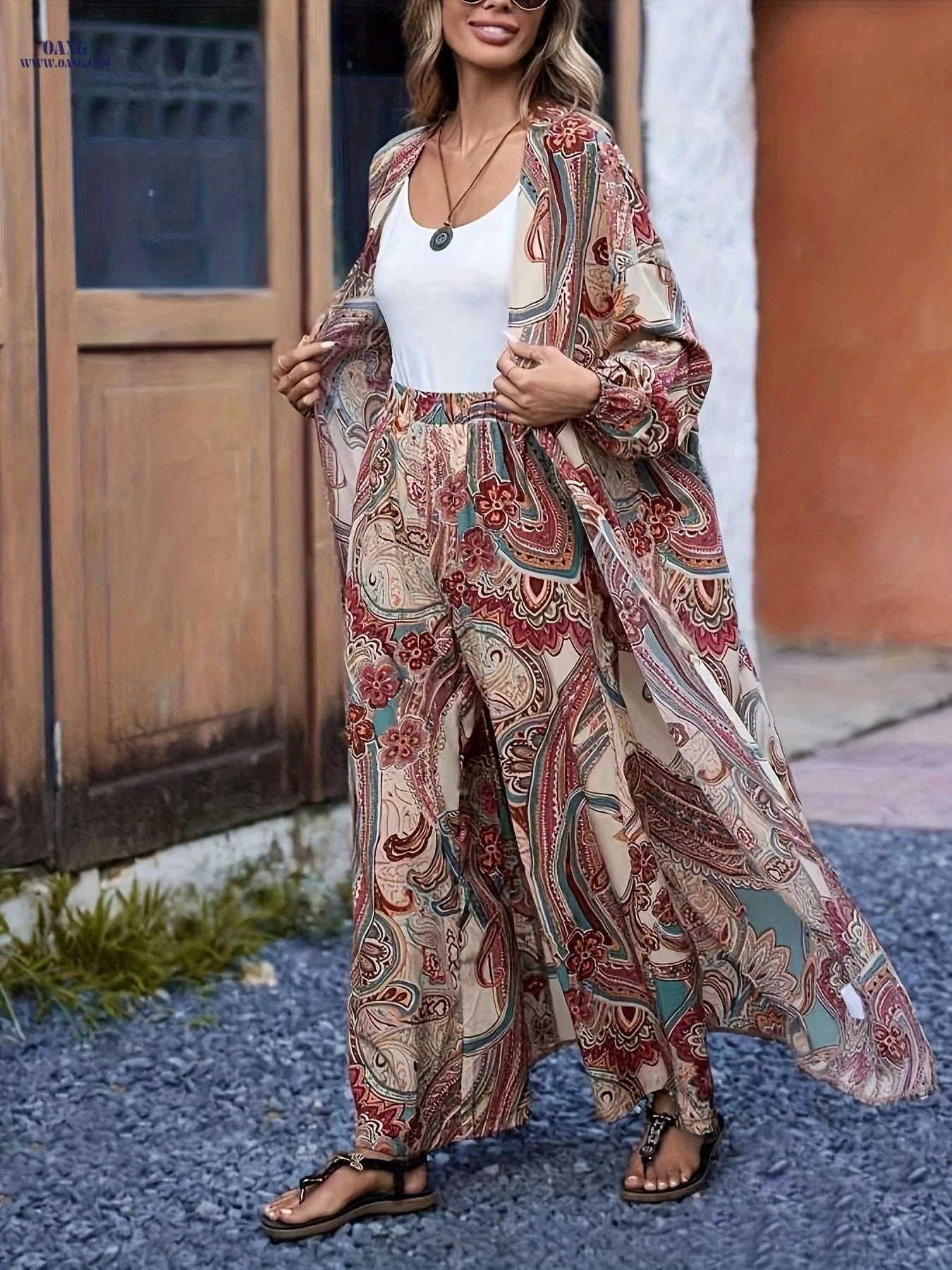 Targeted Traffic Model Women's Brocade Print Open Front Jacket Set   OAXG 