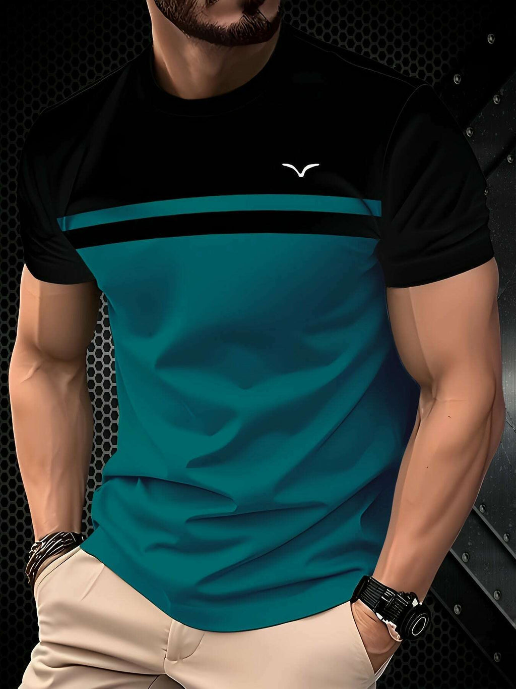 teal-black-stripe-casual-t-shirt-short-sleeve-lightweight-3d-print-oaxg-mDT