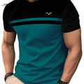 Teal & Black Stripe Casual T-Shirt - Short Sleeve, Lightweight 3D Print   OAXG Mixed Color / XXL