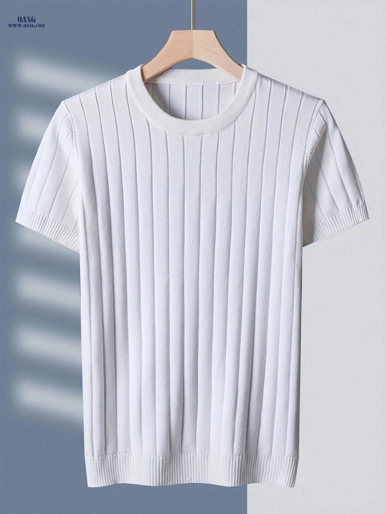 Tehan Men's Short-Sleeve Knitted Sweater - Casual Solid Color Stripes   OAXG Green / FR XS