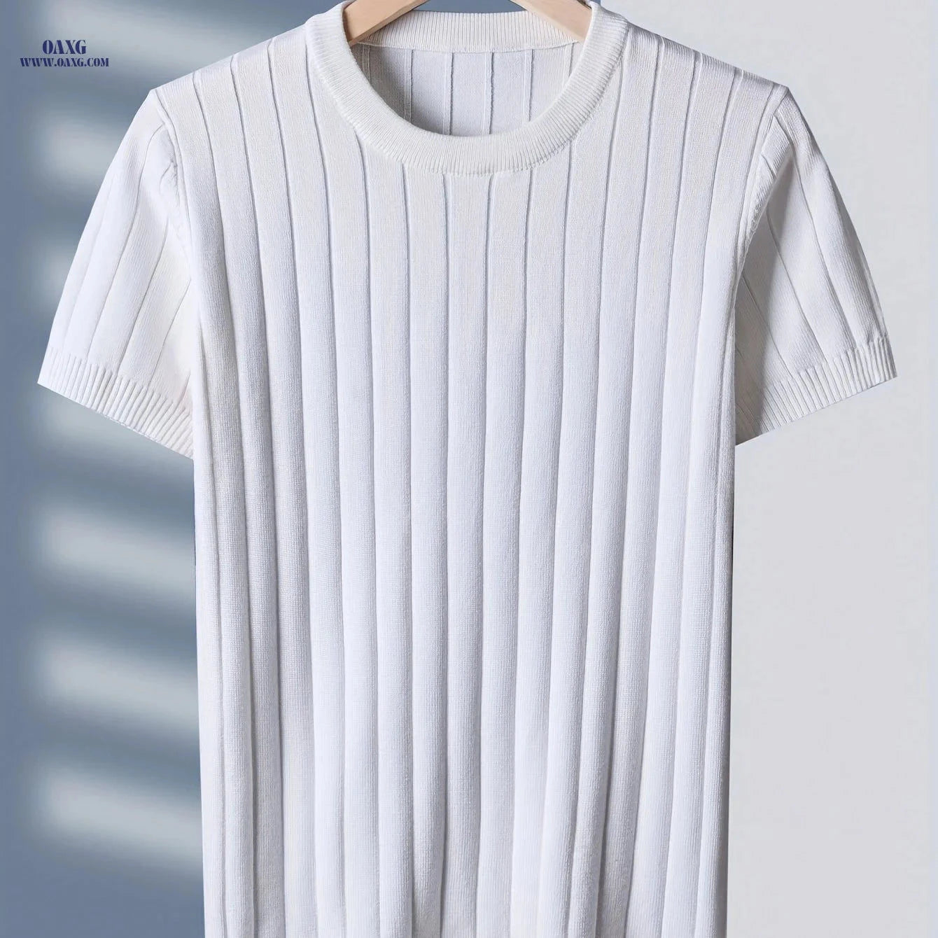 Tehan Men's Short-Sleeve Knitted Sweater - Casual Solid Color Stripes   OAXG Green / FR XS